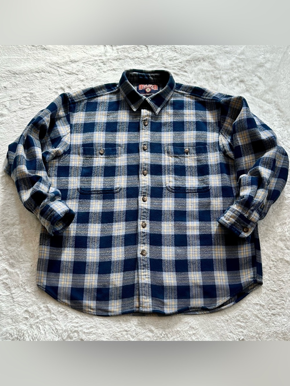 Duluth Trading Co Heavyweight Free Swingin Flannel Shirt Mens XL Plaid Blue